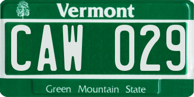 VT license plate CAW029