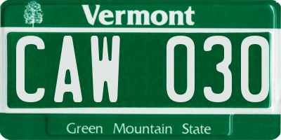 VT license plate CAW030