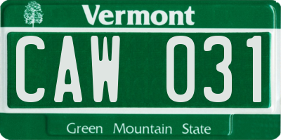VT license plate CAW031
