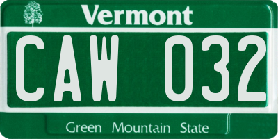 VT license plate CAW032