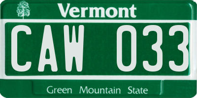 VT license plate CAW033