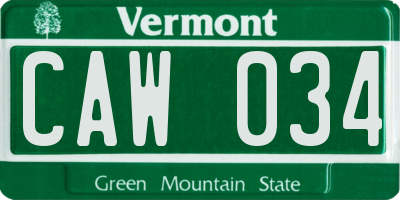 VT license plate CAW034