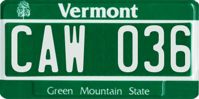 VT license plate CAW036