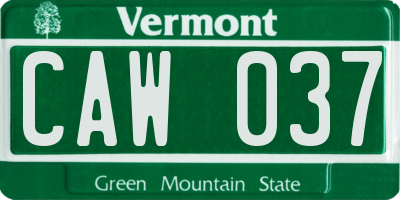 VT license plate CAW037