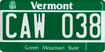 VT license plate CAW038