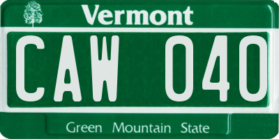 VT license plate CAW040