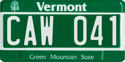 VT license plate CAW041