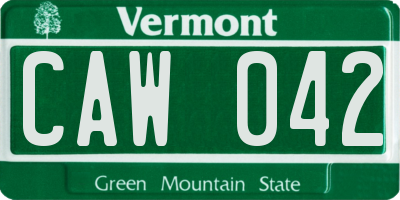 VT license plate CAW042