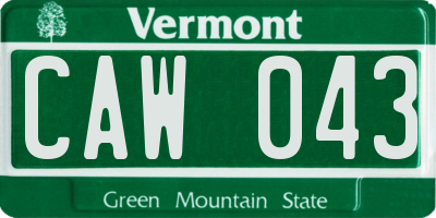 VT license plate CAW043