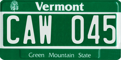 VT license plate CAW045