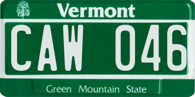 VT license plate CAW046