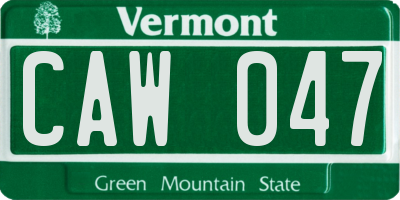 VT license plate CAW047
