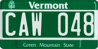 VT license plate CAW048