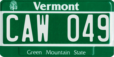 VT license plate CAW049