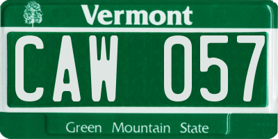 VT license plate CAW057