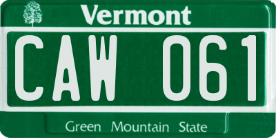 VT license plate CAW061