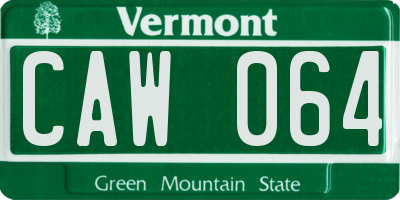 VT license plate CAW064