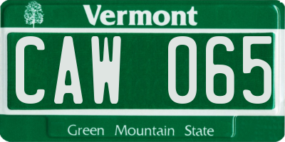 VT license plate CAW065