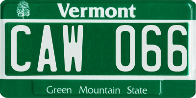 VT license plate CAW066