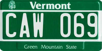 VT license plate CAW069