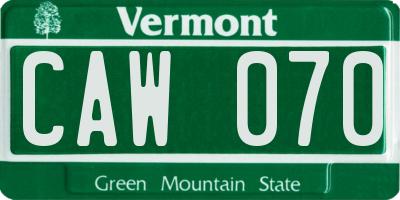 VT license plate CAW070