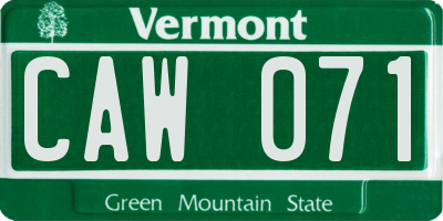 VT license plate CAW071