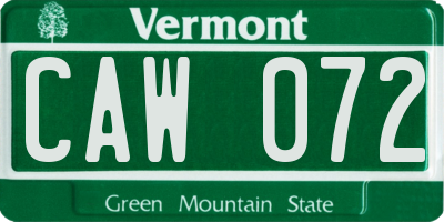 VT license plate CAW072