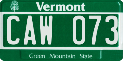 VT license plate CAW073