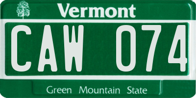 VT license plate CAW074