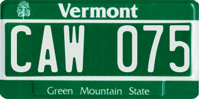 VT license plate CAW075