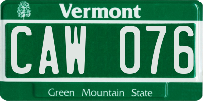 VT license plate CAW076