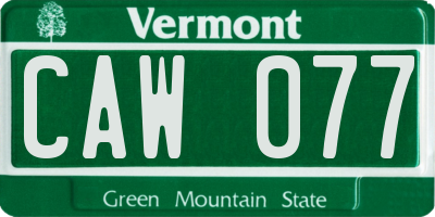 VT license plate CAW077