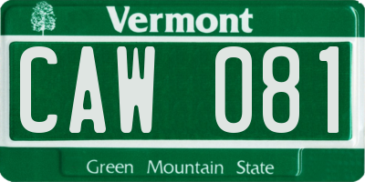 VT license plate CAW081