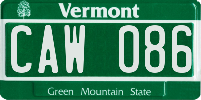 VT license plate CAW086