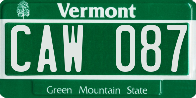VT license plate CAW087