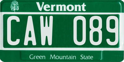 VT license plate CAW089