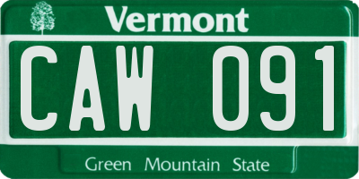 VT license plate CAW091