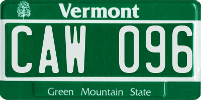 VT license plate CAW096