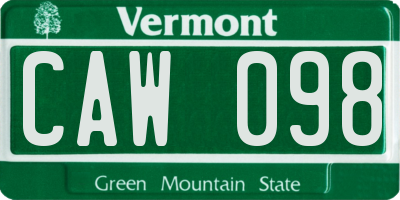 VT license plate CAW098