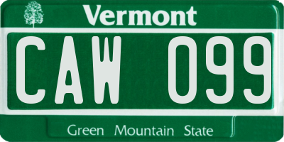 VT license plate CAW099
