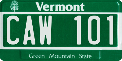 VT license plate CAW101