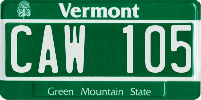 VT license plate CAW105