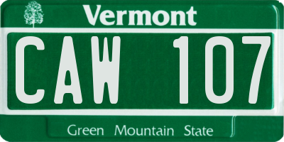 VT license plate CAW107