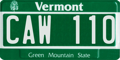 VT license plate CAW110
