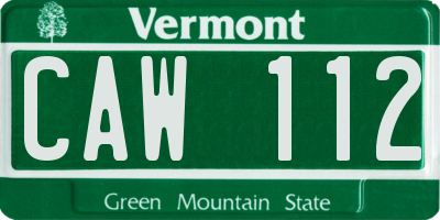 VT license plate CAW112