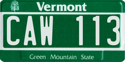 VT license plate CAW113