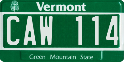 VT license plate CAW114
