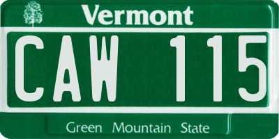 VT license plate CAW115