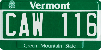 VT license plate CAW116