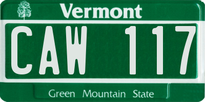 VT license plate CAW117